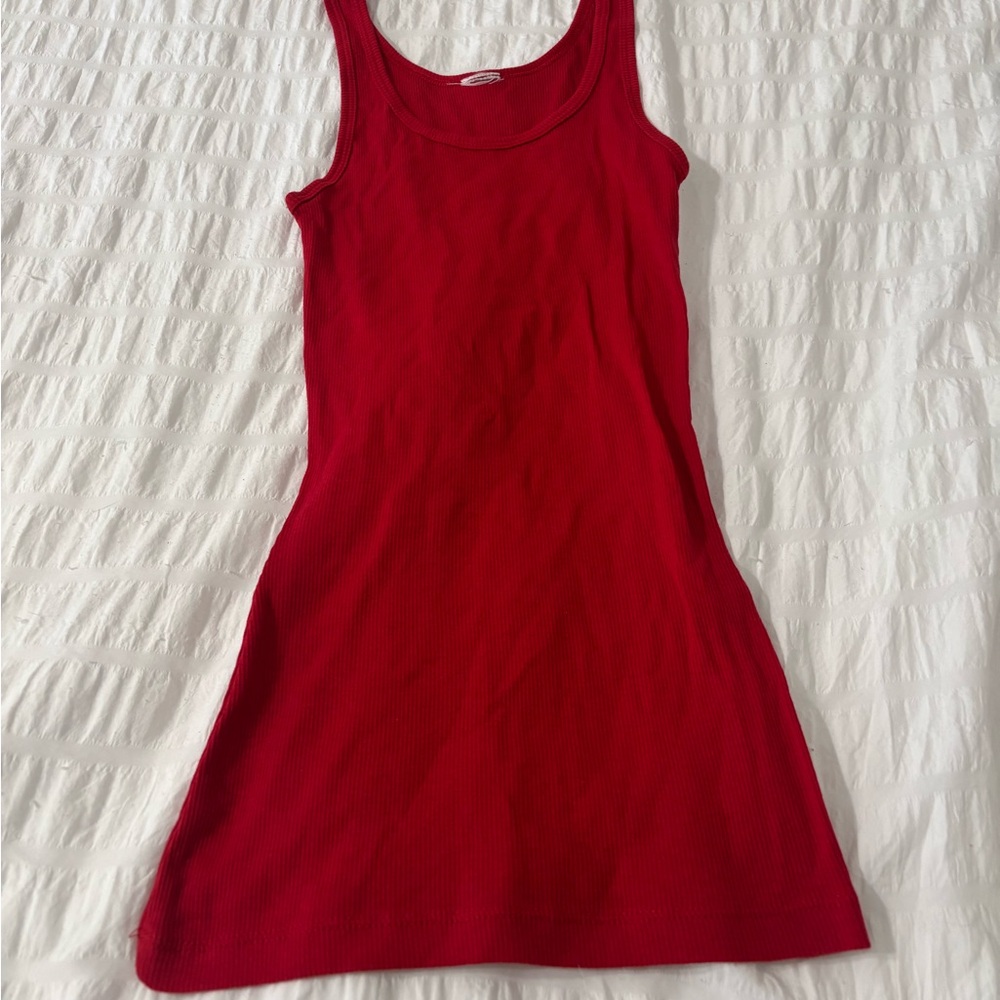 Red ribbed tank top